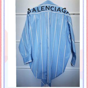 BALENCIAGA WOMEN'S OVERSIZED Striped Cotton Shirt